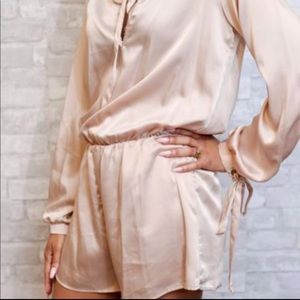 Satin Taupe Romper